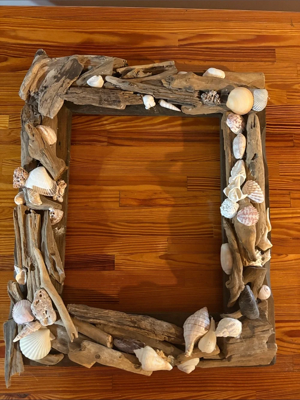 Real Driftwood & Seashell Decorative Photo Frame Handmade Coastal Nautical Decor
